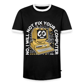 I Will Not Fix Your Computer IT-Betrieb Admin - Männer Kontrast-T-Shirt - Schwarz/Weiß - Vorne - AI Model Female 172 light (172cm) & AI Model Male 178 light (178cm)