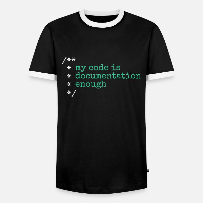 Mon code est assez documenté développeur - T-shirt contrasté Homme - noir/blanc