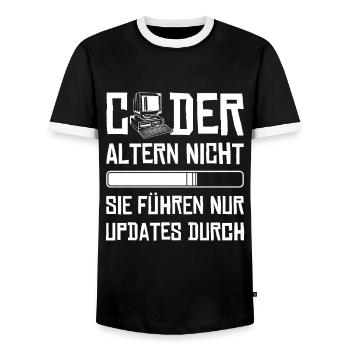 Coder Altern Nicht Developer Softwareingenieur - Männer Kontrast-T-Shirt - Schwarz/Weiß - Vorne - AI Model Female 172 light (172cm) & AI Model Male 178 light (178cm)