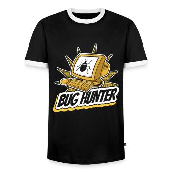 Bug Hunter Software Engineer Developer Coder - Men's Ringer Shirt - black/white - Front - AI Model Female 172 light (172cm) & AI Model Male 178 light (178cm)