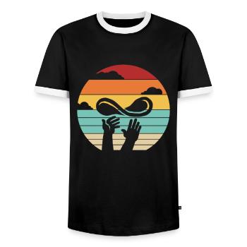 Retro Pizza Pizza Tray Pizza Oven Pizza Lover - Men's Ringer Shirt - black/white - Front - AI Model Female 172 light (172cm) & AI Model Male 178 light (178cm)