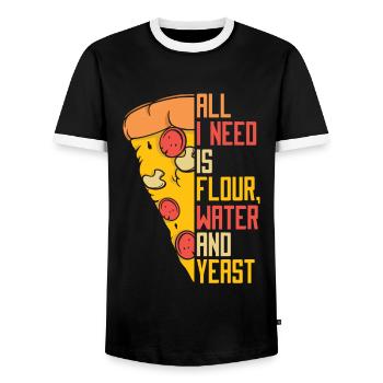 Alls I Need Is Flour Water And Yeast Pizzablech - Männer Kontrast-T-Shirt - Schwarz/Weiß - Vorne - AI Model Female 172 light (172cm) & AI Model Male 178 light (178cm)