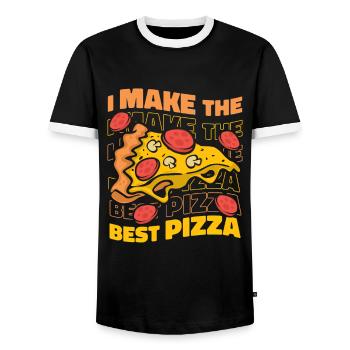 I Make The Best Pizza Pizza Pizzablech Pizzaofen - Männer Kontrast-T-Shirt - Schwarz/Weiß - Vorne - AI Model Female 172 light (172cm) & AI Model Male 178 light (178cm)
