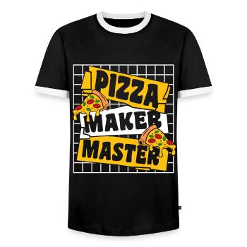 Pizza Maker Master Pizzaofen Pizza Pizzablech - Männer Kontrast-T-Shirt - Schwarz/Weiß - Vorne - AI Model Female 172 light (172cm) & AI Model Male 178 light (178cm)