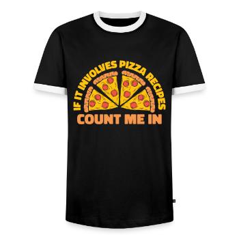 If It Involes Pizza Recipes Count Me In Pizza - Men's Ringer Shirt - black/white - Front - AI Model Female 172 light (172cm) & AI Model Male 178 light (178cm)