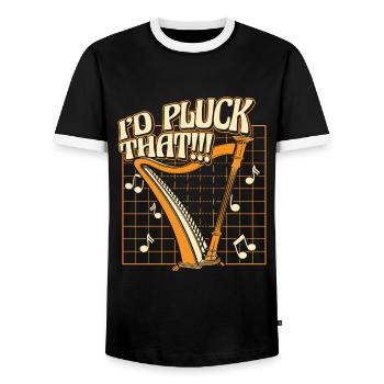 I'd Pluck That Konzertharfe Harfenmusik Harfe - Männer Kontrast-T-Shirt - Schwarz/Weiß - Vorne - AI Model Female 172 light (172cm) & AI Model Male 178 light (178cm)