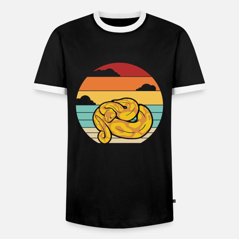 Retro Schlange Schuppenkriechtiere Python Banana - Männer Kontrast-T-Shirt - Schwarz/Weiß