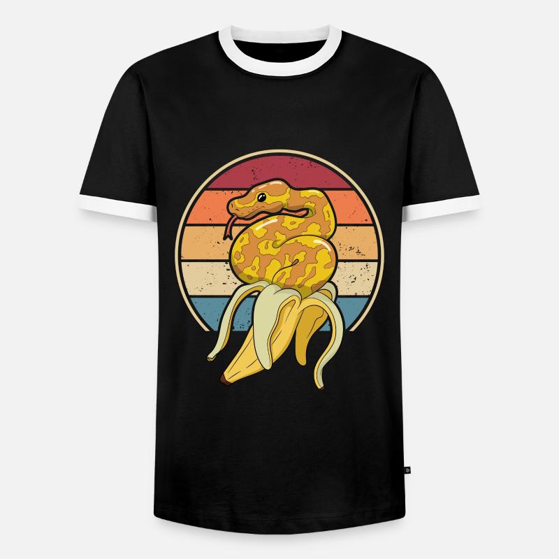 Retro Schlange Schuppenkriechtiere Python Banana - Männer Kontrast-T-Shirt - Schwarz/Weiß