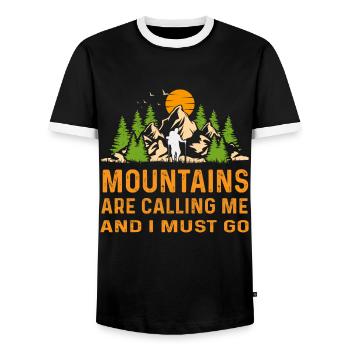 Les montagnes m’appellent et je dois aller à Berge - T-shirt contrasté Homme - noir/blanc - Devant - AI Model Female 172 light (172cm) & AI Model Male 178 light (178cm)