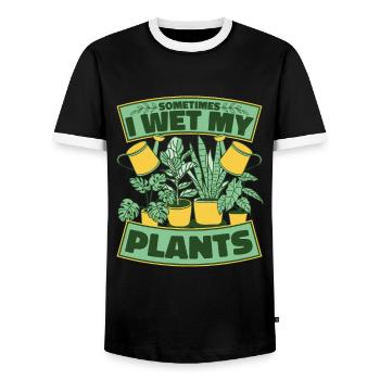 Parfois, je mouille mes plantes horticole Jardin de jardins familiaux - T-shirt contrasté Homme - noir/blanc - Devant - AI Model Female 172 light (172cm) & AI Model Male 178 light (178cm)