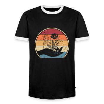 Retro allotment garden allotment garden horticulture - Men's Ringer Shirt - black/white - Front - AI Model Female 172 light (172cm) & AI Model Male 178 light (178cm)