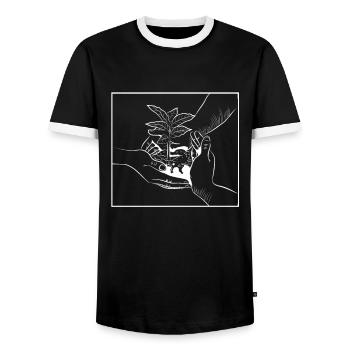 allotment garden allotment garden horticulture gardener - Men's Ringer Shirt - black/white - Front - AI Model Female 172 light (172cm) & AI Model Male 178 light (178cm)