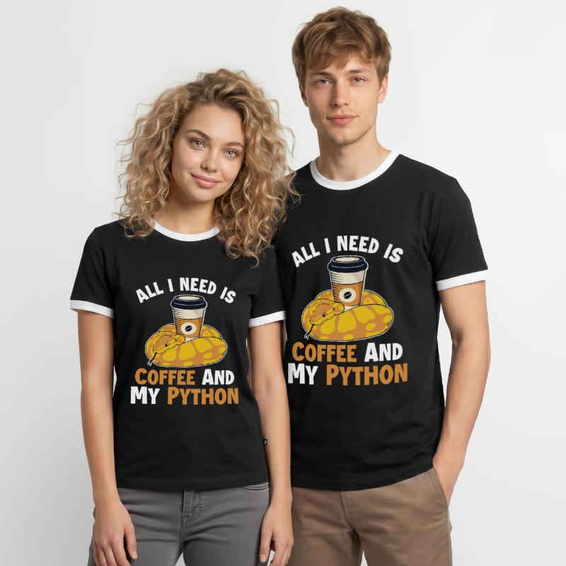 Café et Python Python Snake Banana Ball T-shirt contrasté Homme