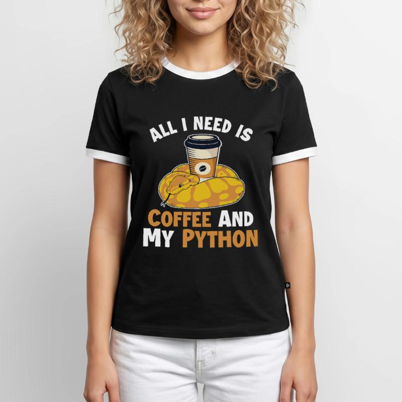 Café et Python Python Snake Banana Ball T-shirt contrasté Homme