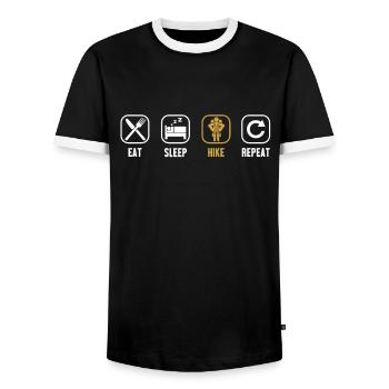 Manger dormir Randonnée Répéter Trekking Randonnée en montagne Randonnée - T-shirt contrasté Homme - noir/blanc - Devant - AI Model Female 172 light (172cm) & AI Model Male 178 light (178cm)