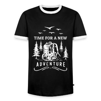 Time For A New Adventure Trekking Bergwandern - Männer Kontrast-T-Shirt - Schwarz/Weiß - Vorne - AI Model Female 172 light (172cm) & AI Model Male 178 light (178cm)