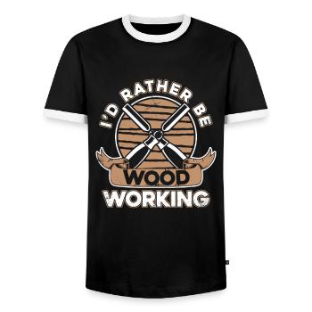 I'd Rather Be Woodworking Schreiner Carpenter - Männer Kontrast-T-Shirt - Schwarz/Weiß - Vorne - AI Model Female 172 light (172cm) & AI Model Male 178 light (178cm)