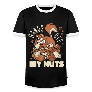Hands Off My Nuts Grauhörnchen Squirrel - Männer Kontrast-T-Shirt - Schwarz/Weiß - Vorne - AI Model Female 172 light (172cm) & AI Model Male 178 light (178cm)