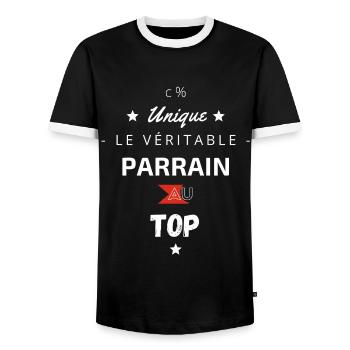 Le Véritable Parrain au top - T-shirt contrasté Homme - noir/blanc - Devant - AI Model Female 172 light (172cm) & AI Model Male 178 light (178cm)