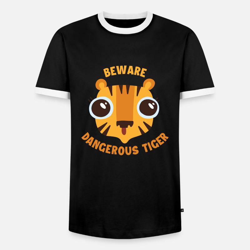 Beware Tiger Big Cat Wildcat - Men's Ringer Shirt - black/white