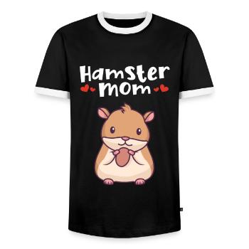 Hamster Maman Hamster doré Hamster nain Hamster européen - T-shirt contrasté Homme - noir/blanc - Devant - AI Model Female 172 light (172cm) & AI Model Male 178 light (178cm)