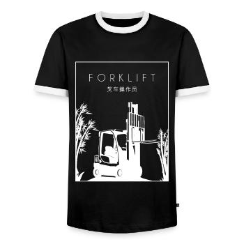 Forklift Chinese Hanzi Telehandler Forklift - Men's Ringer Shirt - black/white - Front - AI Model Female 172 light (172cm) & AI Model Male 178 light (178cm)