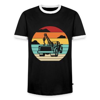 Retro Abschleppdienst Abschleppfahrzeug - Männer Kontrast-T-Shirt - Schwarz/Weiß - Vorne - AI Model Female 172 light (172cm) & AI Model Male 178 light (178cm)