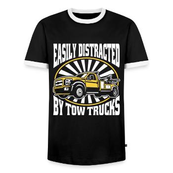 Easily Distracted By Tow Trucks Abschlepper - Männer Kontrast-T-Shirt - Schwarz/Weiß - Vorne - AI Model Female 172 light (172cm) & AI Model Male 178 light (178cm)