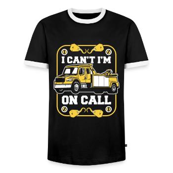 I Can't I'm On Call Tow Truck Driver - Men's Ringer Shirt - black/white - Front - AI Model Female 172 light (172cm) & AI Model Male 178 light (178cm)