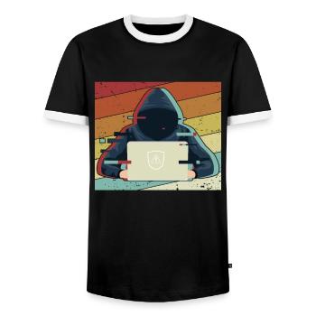Retro Sniffer Social Engineering Phishing Grey - Men's Ringer Shirt - black/white - Front - AI Model Female 172 light (172cm) & AI Model Male 178 light (178cm)