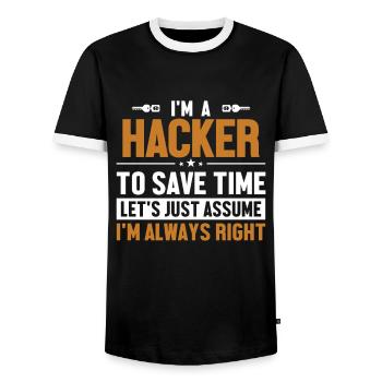 Hacker Let's Assume I'm Right Phishing Sniffer - Männer Kontrast-T-Shirt - Schwarz/Weiß - Vorne - AI Model Female 172 light (172cm) & AI Model Male 178 light (178cm)
