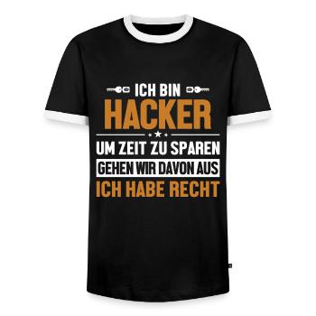 Hacker hat immer Recht Sniffer Social Engineering - Männer Kontrast-T-Shirt - Schwarz/Weiß - Vorne - AI Model Female 172 light (172cm) & AI Model Male 178 light (178cm)