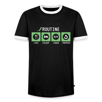 Routine Eat Sleep Hack Répéter Sniffer Phishing - T-shirt contrasté Homme - noir/blanc - Devant - AI Model Female 172 light (172cm) & AI Model Male 178 light (178cm)
