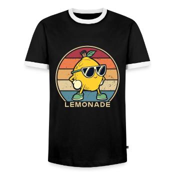Retro Lemonade Lemonade Seller Lemonade - Men's Ringer Shirt - black/white - Front - AI Model Female 172 light (172cm) & AI Model Male 178 light (178cm)