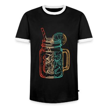 Retro Lemonade Lemonade Seller - Men's Ringer Shirt - black/white - Front - AI Model Female 172 light (172cm) & AI Model Male 178 light (178cm)