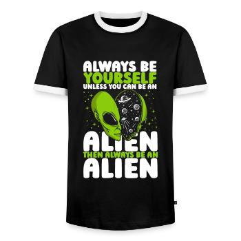 Soyez toujours vous-même à moins que vous ne puissiez être un OVNI extraterrestre - T-shirt contrasté Homme - noir/blanc - Devant - AI Model Female 172 light (172cm) & AI Model Male 178 light (178cm)