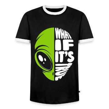 Et si c’était vrai Conspiracy Alien UFO - T-shirt contrasté Homme - noir/blanc - Devant - AI Model Female 172 light (172cm) & AI Model Male 178 light (178cm)