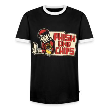 Phish And Chips Phishing Sniffer Social - T-shirt contrasté Homme - noir/blanc - Devant - AI Model Female 172 light (172cm) & AI Model Male 178 light (178cm)