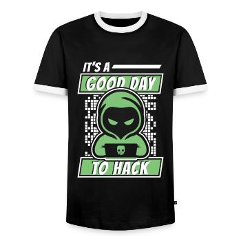 C’est une bonne journée pour pirater l’ingénierie sociale - T-shirt contrasté Homme - noir/blanc - Devant - AI Model Female 172 light (172cm) & AI Model Male 178 light (178cm)