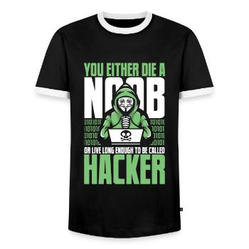 Vivre assez longtemps pour être appelé renifleur de hacker - T-shirt contrasté Homme - noir/blanc - Devant - AI Model Female 172 light (172cm) & AI Model Male 178 light (178cm)