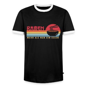Ramen mehr als ein Essen Shoyu Bowl Miso Tonkotsu - Männer Kontrast-T-Shirt - Schwarz/Weiß - Vorne - AI Model Female 172 light (172cm) & AI Model Male 178 light (178cm)