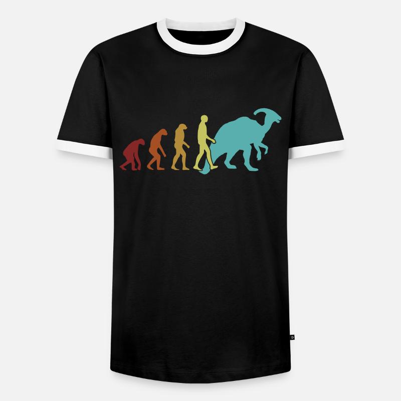Parasaurolophus Evolution Dinosaur Lover - Men's Ringer Shirt - black/white