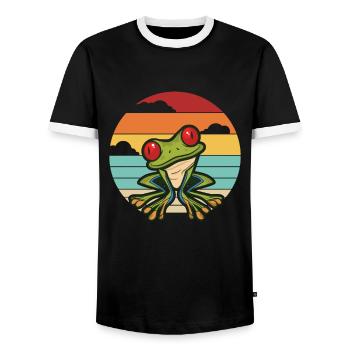 Rétro Pet Costa Rica Lover Red Eyed Tree Frog - T-shirt contrasté Homme - noir/blanc - Devant - AI Model Female 172 light (172cm) & AI Model Male 178 light (178cm)