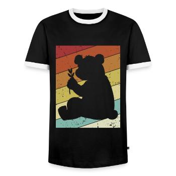 Retro Panda Bear Ailuropoda Melanoleuca Friend - Men's Ringer Shirt - black/white - Front - AI Model Female 172 light (172cm) & AI Model Male 178 light (178cm)
