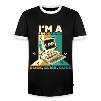 I'm A Programmer Click Software Engineer Coder - Men's Ringer Shirt - black/white - Front - AI Model Female 172 light (172cm) & AI Model Male 178 light (178cm)