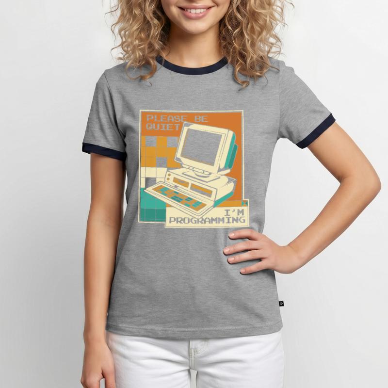 Please Be Quiet Software Engineer Developer Men's Ringer Shirt