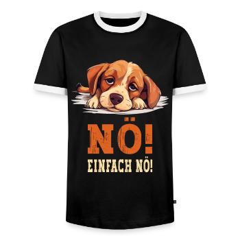 Hund Nö Einfach Nö No Nein Hündchen Lustig Spruch - Männer Kontrast-T-Shirt - Schwarz/Weiß - Vorne - AI Model Female 172 light (172cm) & AI Model Male 178 light (178cm)
