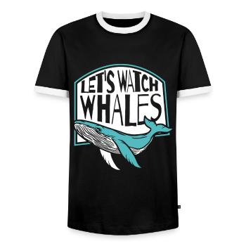 Regardons les baleines béluga bleu Cétacé Baleine - T-shirt contrasté Homme - noir/blanc - Devant - AI Model Female 172 light (172cm) & AI Model Male 178 light (178cm)