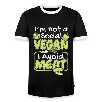 I'm Not A Social Vegan Vegan Vegans Plant-Based - Men's Ringer Shirt - black/white - Front - AI Model Female 172 light (172cm) & AI Model Male 178 light (178cm)