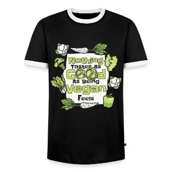 Rien n’a aussi bon goût qu’être végétalien se sent végétalien - T-shirt contrasté Homme - noir/blanc - Devant - AI Model Female 172 light (172cm) & AI Model Male 178 light (178cm)